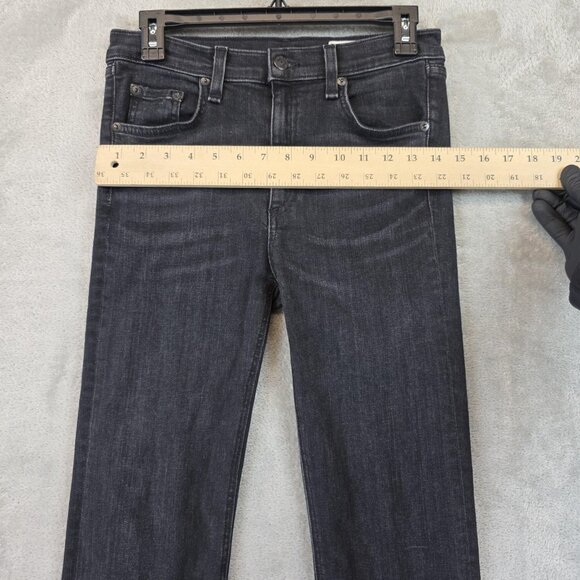 Rag & Bone Jeans Womens 28 Black Cropped Frayed Hem Slim Straight Stretch - Picture 5 of 12